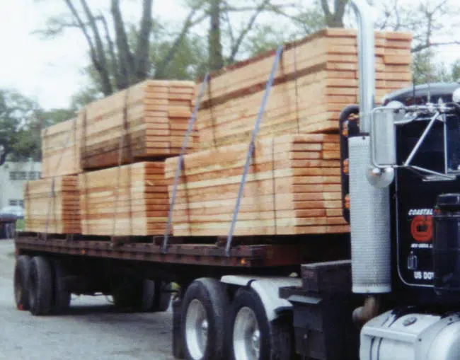 timber on truck